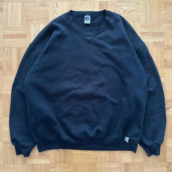 Vintage 90s Russell Athletic Made in USA Black Blank sweatshirt XXL - Picture 1 of 4